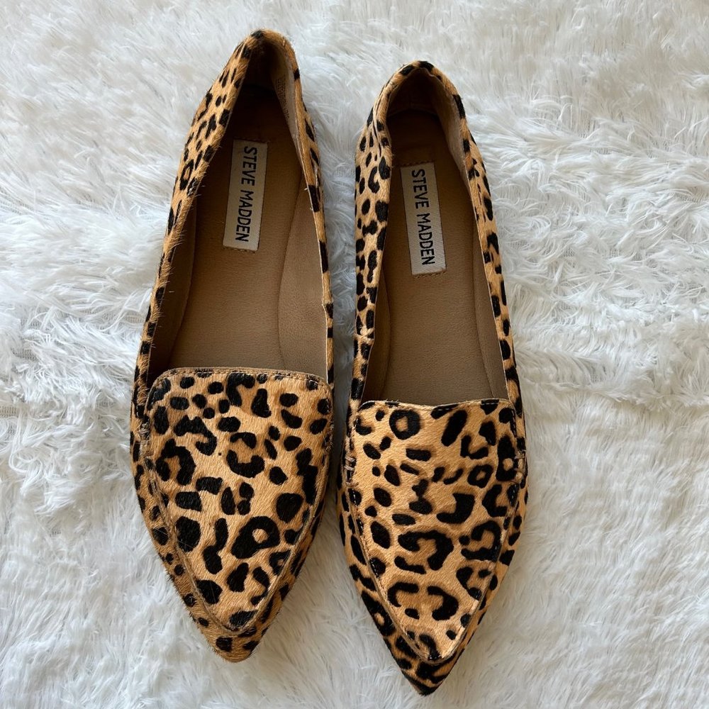 Steve Madden Leopard Print Flats Shoes, Size 8